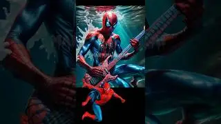 🌟Superheroes photoshoot playing guitar under water. 