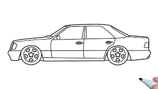 How to draw a Mercedes-Benz W124 500E step by step