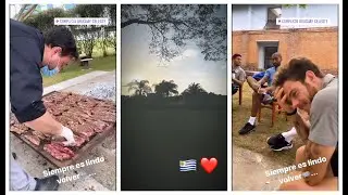 Edinson Cavani having bbq party with his Uruguay team mates