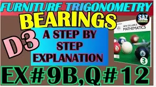 Further trigonometry|Bearing|Finding bearing of given point|NSMD3 ( 7 TH ED)| EX#9B|Q#12|#sazchannel