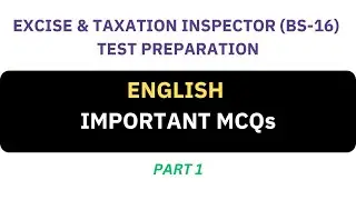 English MCQs Part 1 | Excise and Taxation Inspector Test Preparation