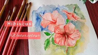 How to draw Hibiscus flower with watercolour/step by step/ 
