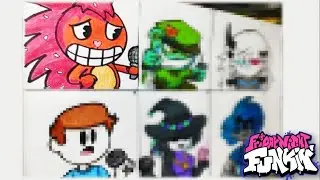 DIBUJO 6😱PERSONAJES de🎤FRIDAY NIGHT FUNKIN MOD/DRAWING 6 CHARACTERS of FRIDAY NIGHT FUNKIN MOD