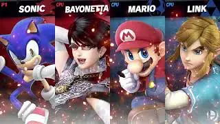 SONIC & BAYONETTA vs MARIO & LINK (Request*) Lvl 9 Hardest Difficulty! Super Smash Bros. Ultimate!