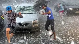 The sky attacks Australia ⚠️ Scary hail storm - golf ball sized -  hits Sydney, New South Wales