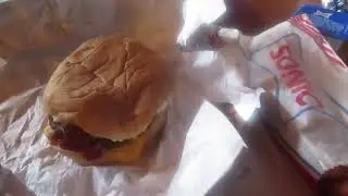 Sonic Bacon On Bacon Double Quarter Pound Cheeseburger, Pretzel Twist & Diet Limeaid