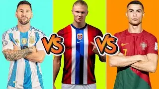 Comparison lionel messi  Vs Erling Haaland Vs cristiano ronaldo