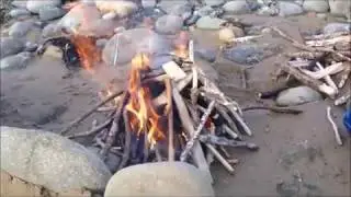 Cooking on a Driftwood Fire at Newgale Beach - a4adventure