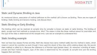 Static and dynamic binding in java