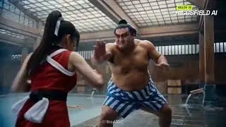 Street Fighter live-action — E. Honda vs. Mai Shiranui. 
