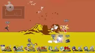 Super Smash Bros Ultimate 8 Player CPU Battle on WarioWare Inc.(Hazards On)