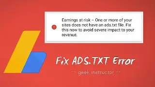 How to fix ads.txt error in adsense Earnings at risk |Free & Easy|