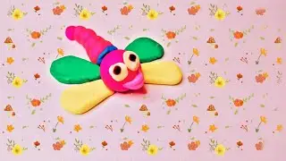 Лепим стрекозу из пластилина, лепка для малышей