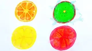 HOW draw orange, lemon, kiwi, grapefruit.