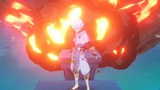 Chongyun at home animation on fire - Genshin Impact