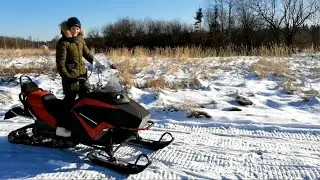 Немного снега на самоделке снегоходе