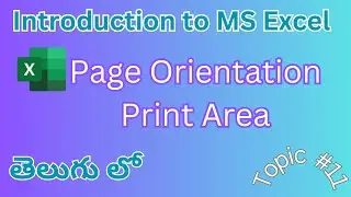 Excel  Page Orientation & Print Area