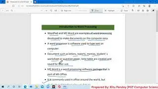 INTRODUCTION TO WORD PROCESSING || MS WORD