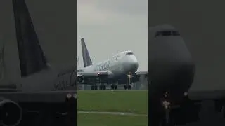 Saudi cargo 747 queen of the skies landing at Amsterdam airport
