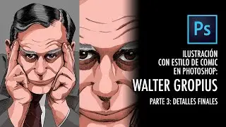 Ilustración con estilo de comic en Photoshop: Walter Gropius. Parte 3