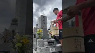 Japanese people clean graves in Japan