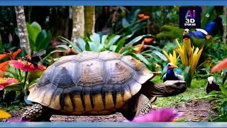 The Giant Tortoise in a Vibrant World Full of Animals! 🌍🐢✨ #GiantTortoise #ColorfulWorld