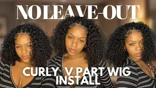 Lazy Girl Install w/ Kinky Curly V-Part Wig | NO LEAVE OUT | Beginner friendly!!! Hair Vlog