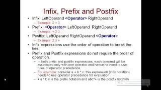 CSC 228, Fall 2020: 3.9 Expression Evaluation   Infix, Prefix and Postfix