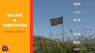 Houdini - Vellum Flag Simulation - Vegetation - Karma