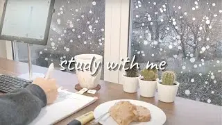☃️ snowy evening study with me | real time, Christmas chill hop winter lofi music, 스터디윗미
