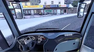 Bus Scania Route Through Snow-Covered Alpine Roads | Realistic driving | ETS2