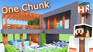 One Chunk Modern Acacia Wood House, Minecraft Let's Build Tutorial