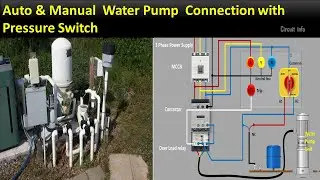 Auto & Manual 3 Phase Water Pump Connection with Pressure Switch /3 phase  DOL Starter
