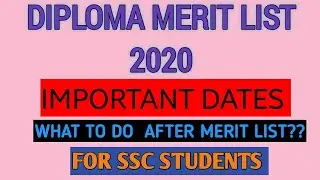 HOW TO CHECK MERIT LIST OF 2020 SSC DIPLOMA || IMPORTANT DATES||