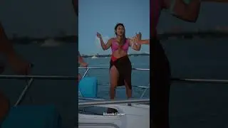 pretty girls model swimwear on the boat miami popping Miami swim week