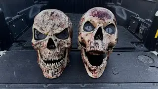 SCARY SKELLY HEAD vs Original Head - 12 Foot Skeleton, The Home Depot