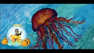 Como pintar una Medusa bajo el mar con acuarelas utilizando colores complementarios.