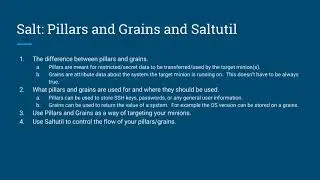 Learning SaltStack - salt grains, pillars, & saltutil