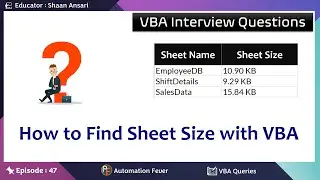 How to Find Sheet Size with VBA | VBA Interview Questions in Hindi