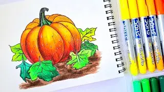 How to draw Pumpkin 🎃 | DOMS Brushpen Drawing | Artistcastle_by_sri