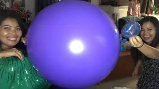 Blowing up My 24” purple balloon none popped/ blowing and deflating