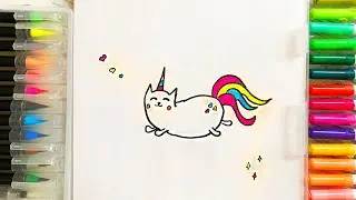 Как нарисовать милого котика Единорожку  Как легко нарисовать Единорога