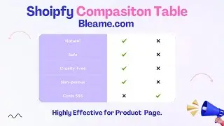 Shopify Comparison Table Design Like Bleame.com on Any Themes | Dawn theme, Impulse, Impact Theme