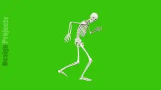 Skeleton dancing. Seamless loop animation on green screen.