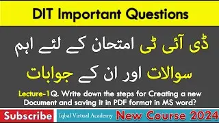 New Course Model Paper for DIT MS Office Question 1 by Iqbal virtual Academy#iqbalvirtualacademy