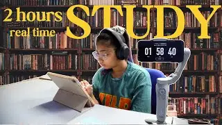 2 HOURS STUDY IN LIBRARY~ real time, with breaks, rain sounds, focus lofi music📚✏️