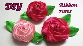 Diy ribbon roses, how to make satin ribbon roses,kanzashi roses tutorial