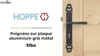 PRESENTATION : Poignée de porte sur plaque Gris Metal - Entraxe de fixation 195 - Elba HOPPE