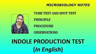 Indole production test / Tube test and Spot test / Principle, Procedure and Observations / English