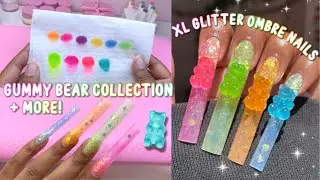 UNBOXING BOMBNAILS NEW GUMMY BEAR COLLECTION & CATEYE GELS! 💜✨ 3XL GLITTER OMBRE ACRYLIC NAILS